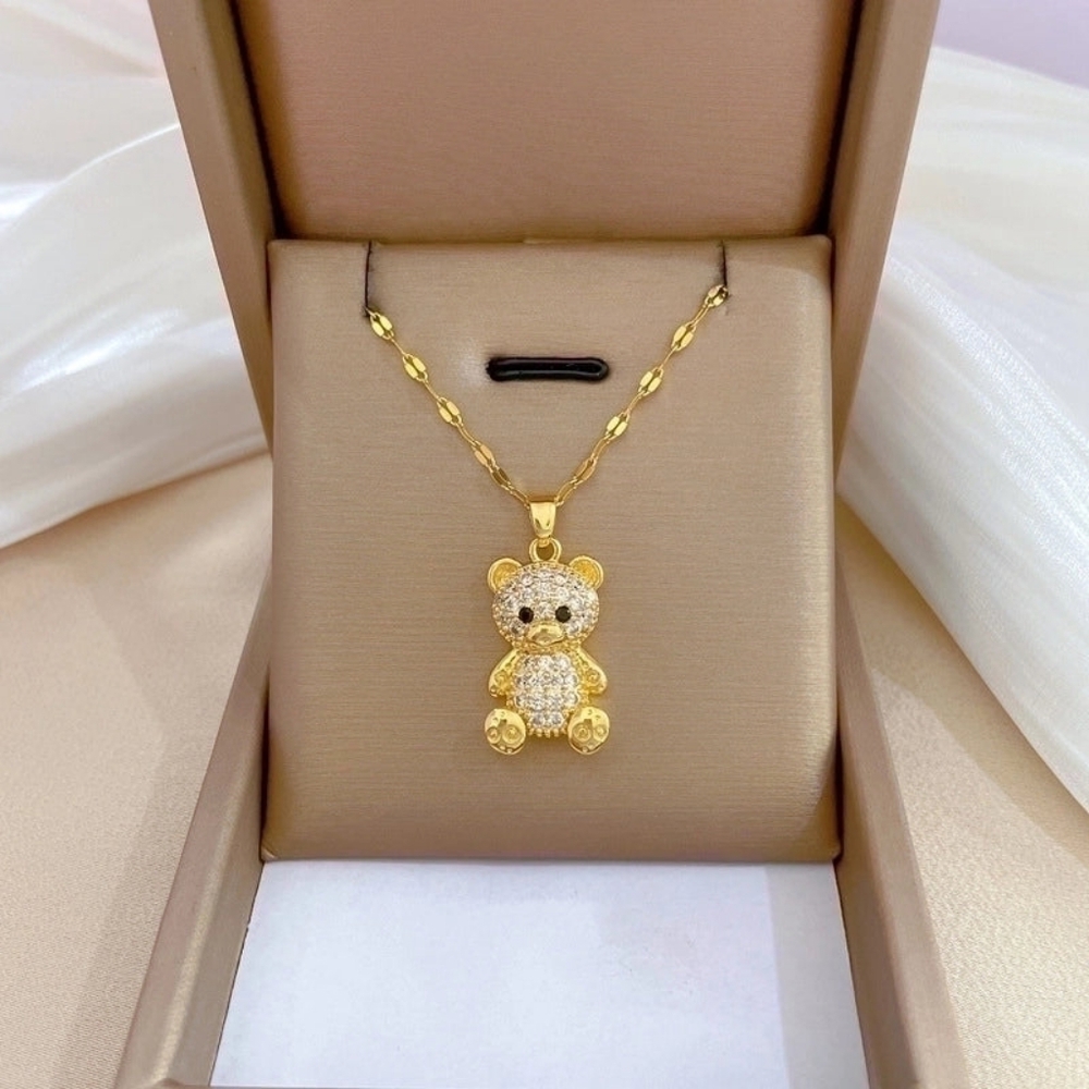 Gold Bear Pendant Necklace